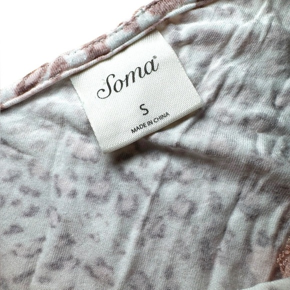 Soma Cool‎ Nights Pajama Sleep Dress w/Lace Trim Animal Print Size S EUC - Picture 4 of 6